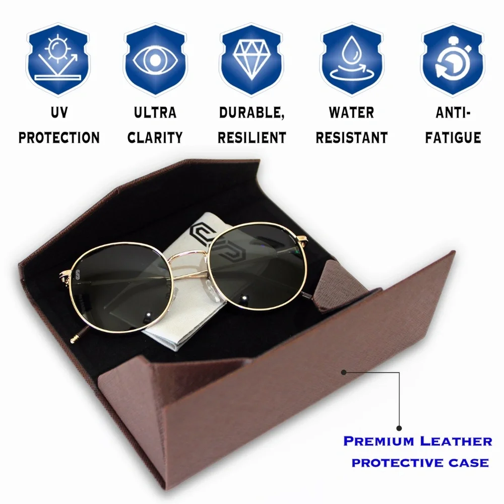 SIBERIAN 100% Real Glass Round Retro Sunglasses Standard 52mm Men/Women Premium